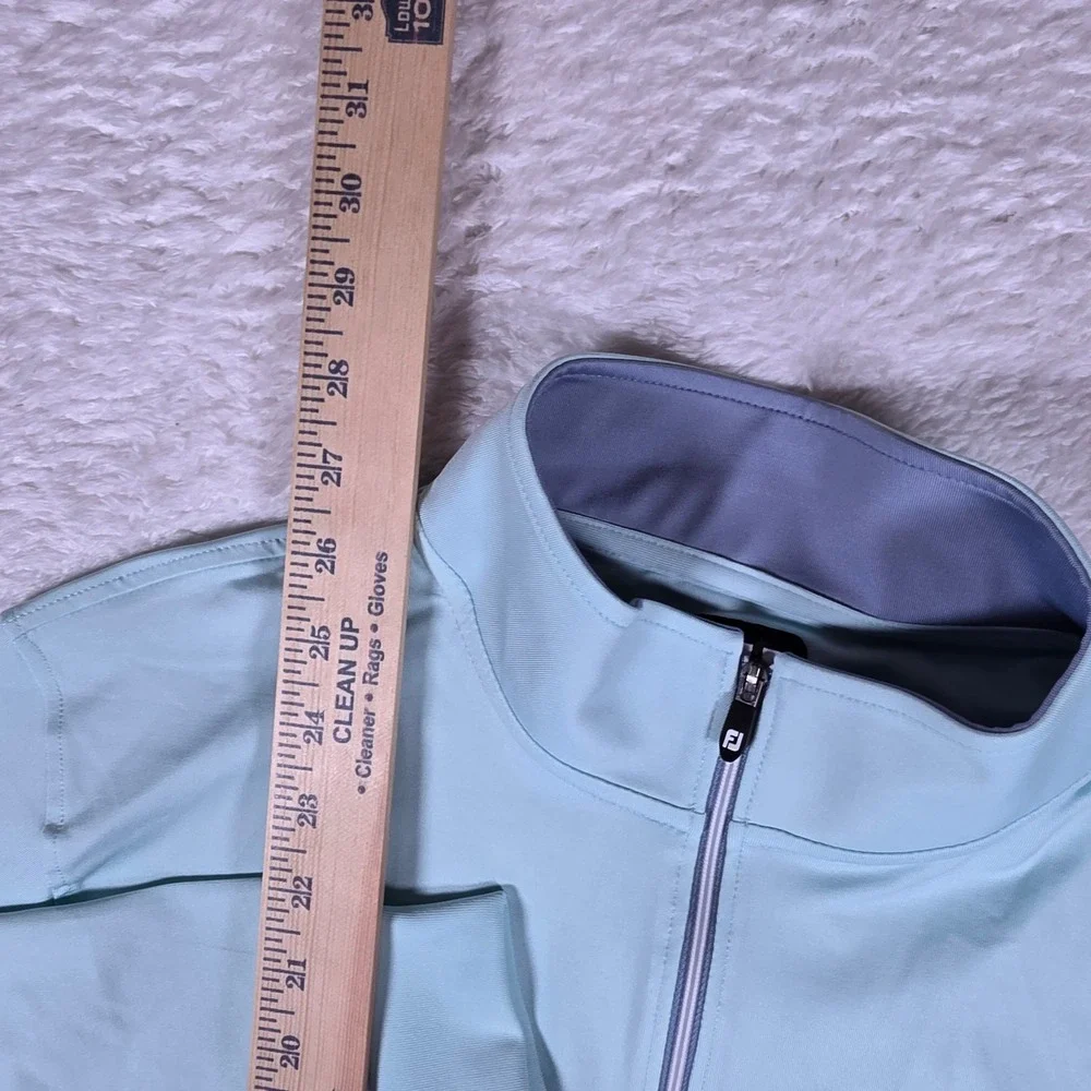 FootJoy 1/4 Zip Bulle Rock Mens M Light Blue Nylon Stretch L/S Pullover 28212